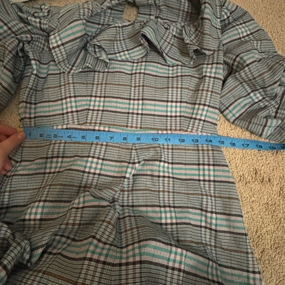 NEW Kitri | Sydney Check Frill Dress Plaid Ruffle‎ Women's Blue Grey Sz US 6 - Picture 9 of 11